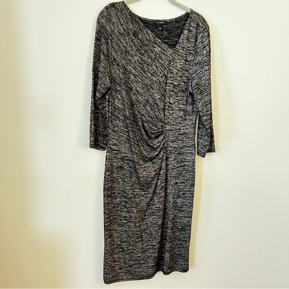 Talbots Dresses & Skirts - Talbots Gray and Black Sheath Dress with Asymmetrical Neckline